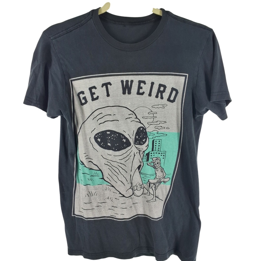 Eighty Eight Brand Get Weird Alien Skeleton Skateboard Graphic Tee Black S